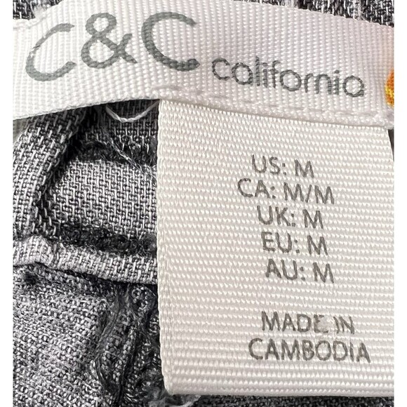 C&C California Women's MED Grey Linen Blend Cuffed Ankle Pants Nautical Beachy - Picture 12 of 13